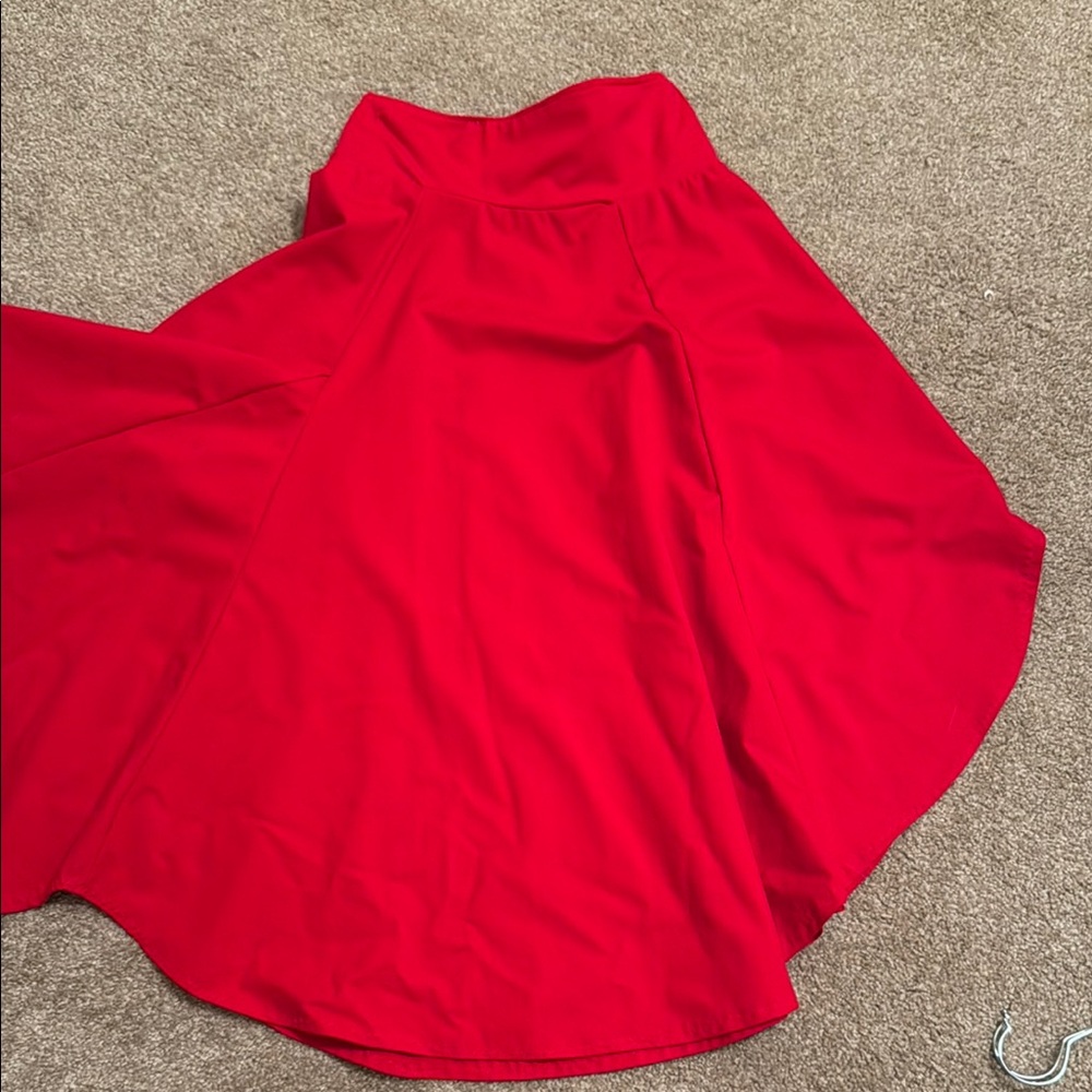 Red Maxi A-Line High-Low Skirt for Cocktail